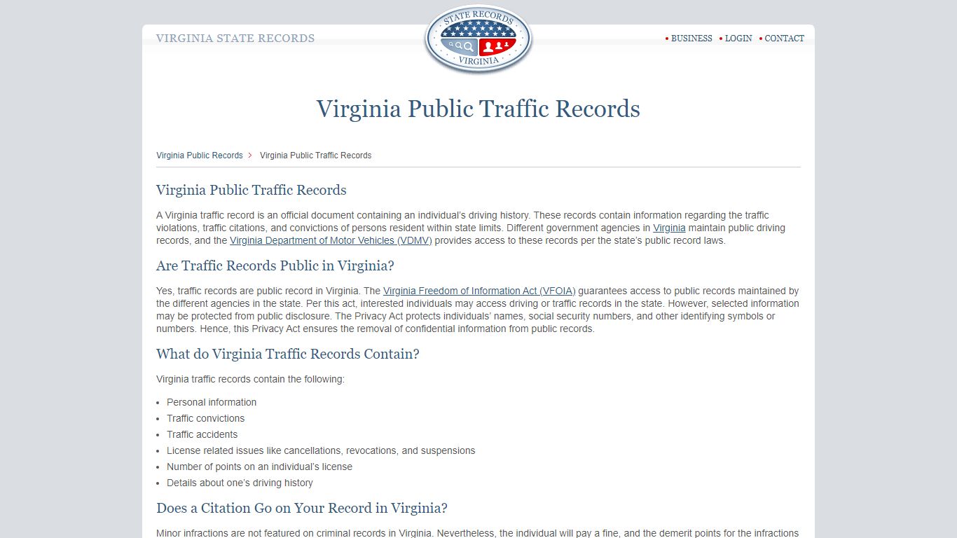 Virginia Public Traffic Records | StateRecords.org